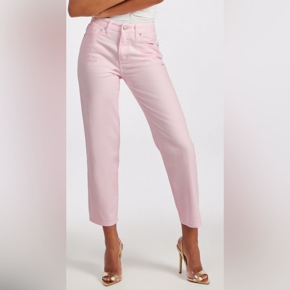 Shoe Dazzle Jack High Rise Straight Leg Ankle Jeans Light Pink NEW size 31